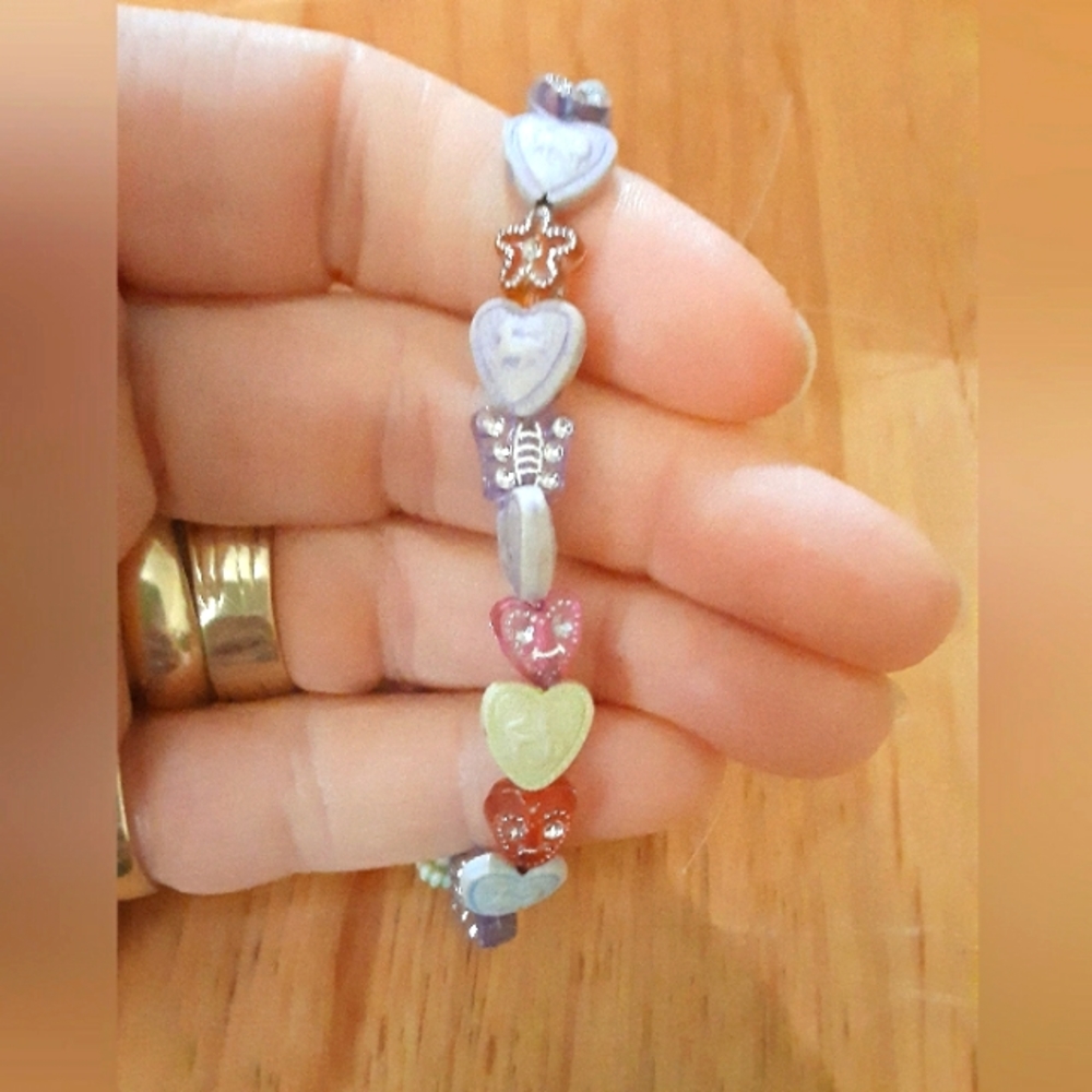 Handmade vintage heart bead bracelet